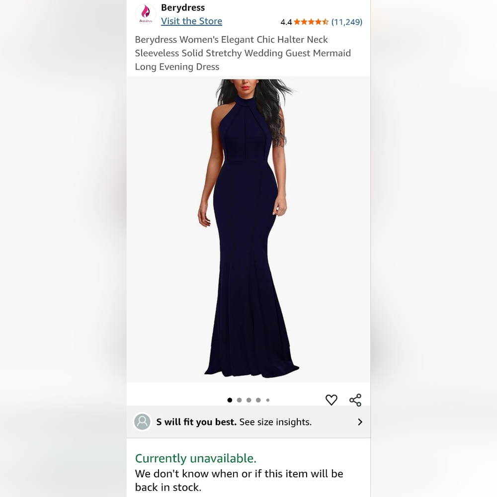 Navy Halter Neck Evening Dress